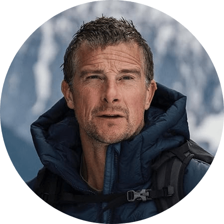 Portrait of adventurer Bear Grylls in outdoor winter gear.